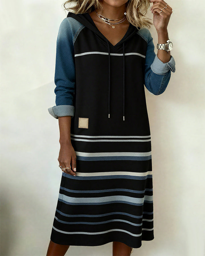 CELINDA | STRIPED HOODED DRESS