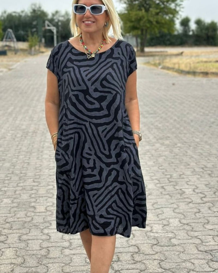 TALISA | SUMMER DRESS WITH ROUND NECKLINE AND LOVELY PRINT