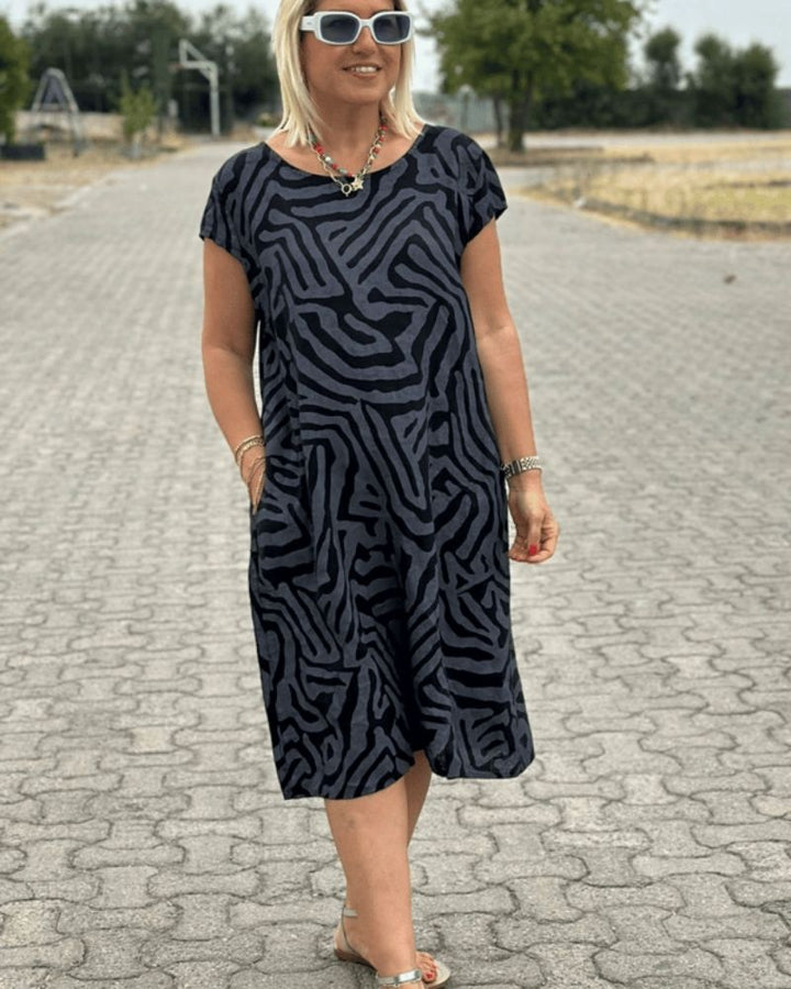 TALISA | SUMMER DRESS WITH ROUND NECKLINE AND LOVELY PRINT