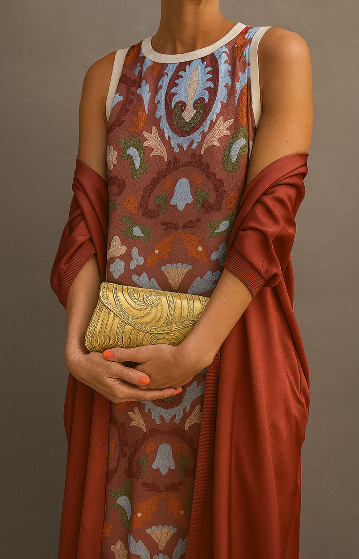 ISOTTA | ELEGANT MAXI DRESS WITH MATCHING STOLE
