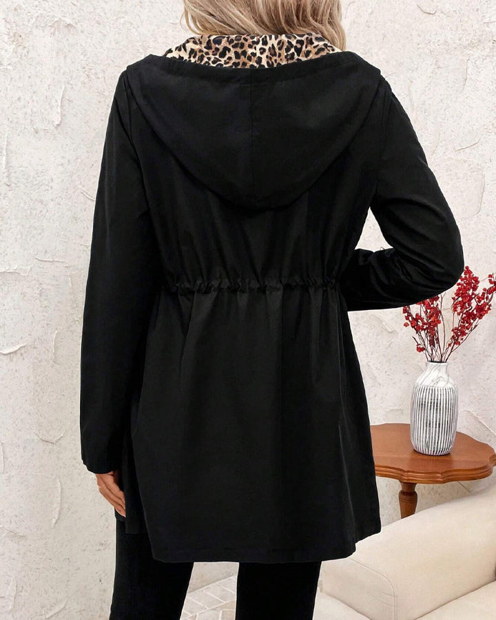 BODINE | REVERSIBLE HOODED COAT WITH LEOPARD PRINT