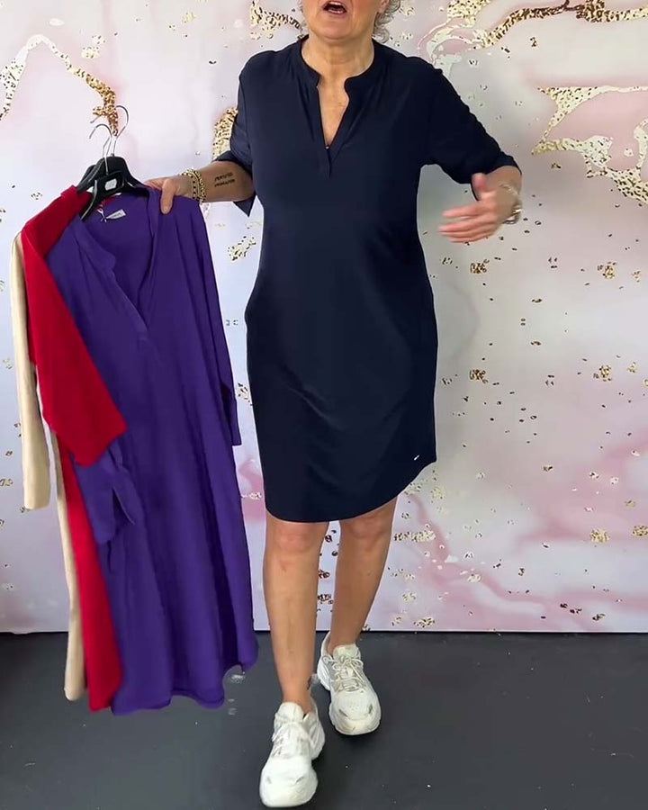 YARA | SIMPLE V-NECK DRESS