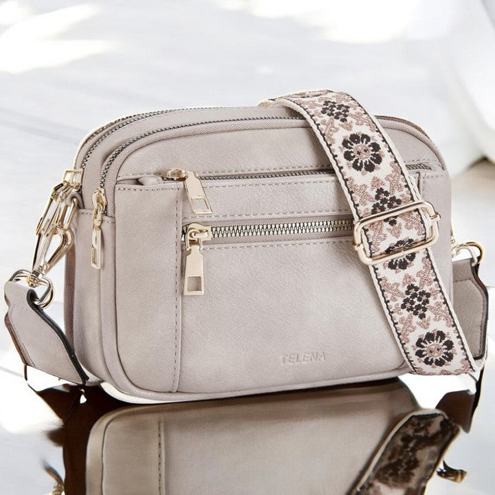 LEONTINE | ELEGANT SHOULDER BAG WITH FLORAL STRAP
