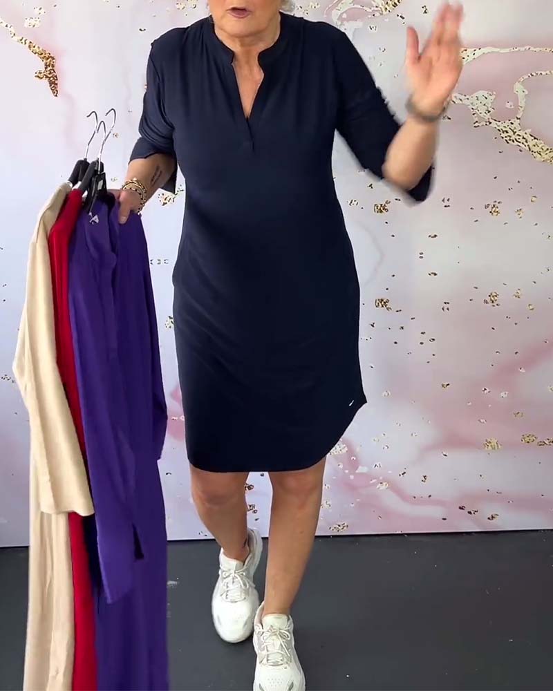 YARA | SIMPLE V-NECK DRESS