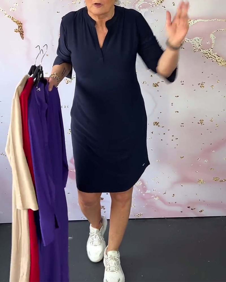 YARA | SIMPLE V-NECK DRESS