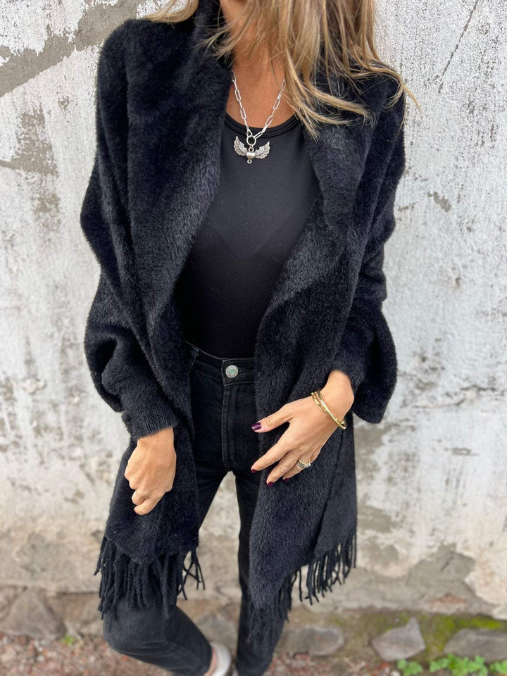 HELENE | WOMEN'S LONG-SLEEVED COAT WITH TASSELS