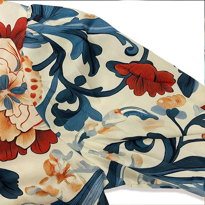 GIORDANA | VINTAGE FLORAL BLOUSE WITH STRIPED COLLAR