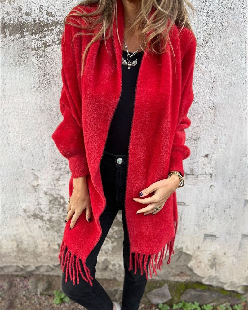 HELENE | WOMEN'S LONG-SLEEVED COAT WITH TASSELS