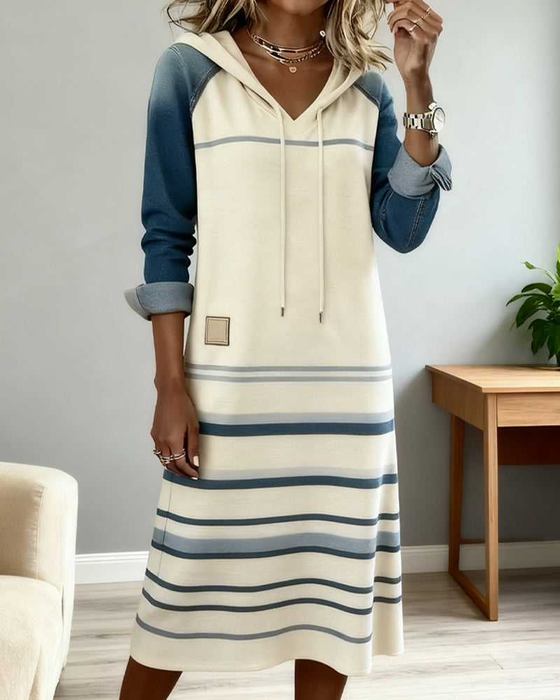 CELINDA | STRIPED HOODED DRESS