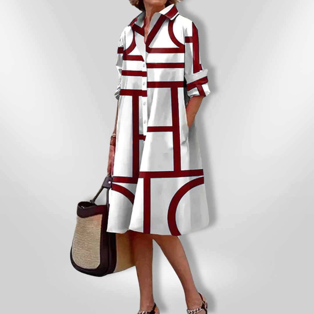 LORENA | MIDI DRESS WITH GEOMETRIC PATTERN