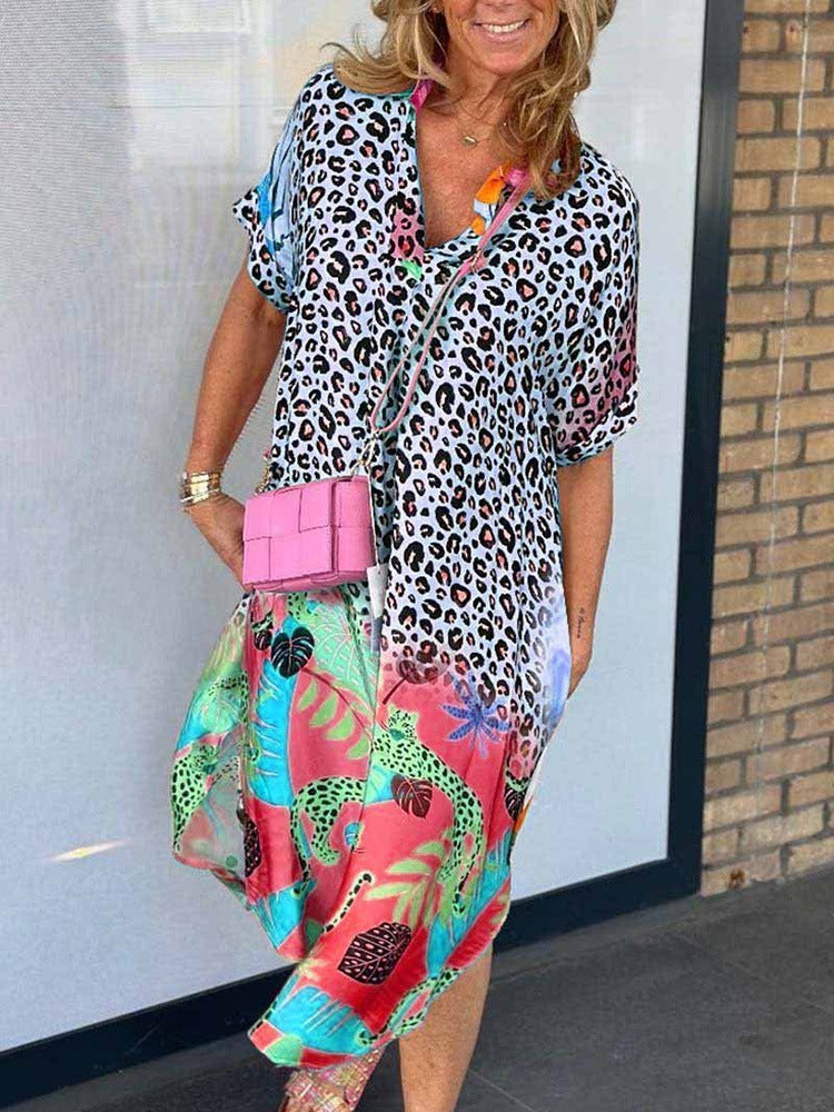 DALIA | MIXED PRINT MIDI DRESS