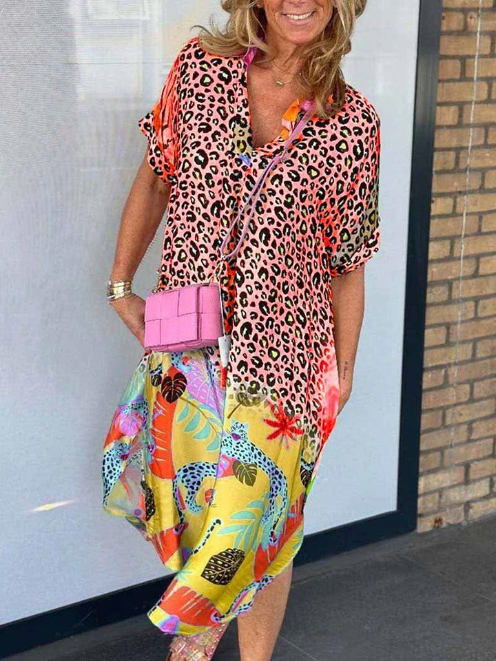 DALIA | MIXED PRINT MIDI DRESS