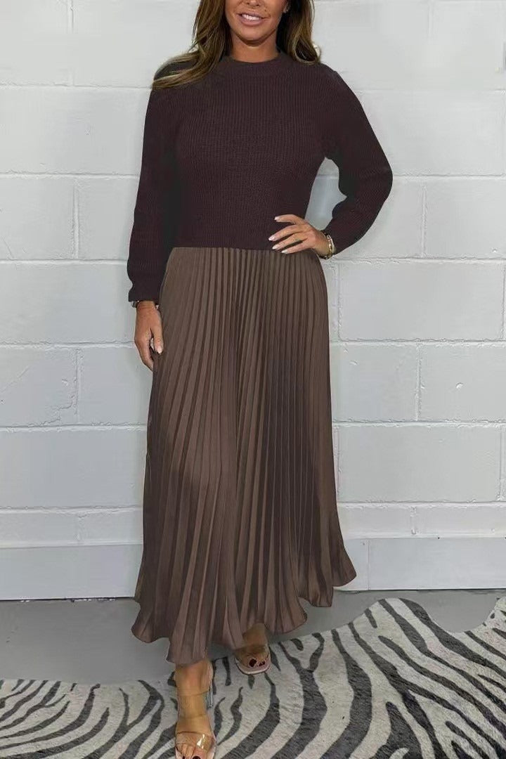 CAMILIA | MAXI DRESS WITH SWEATER AND PLEATED SKIRT