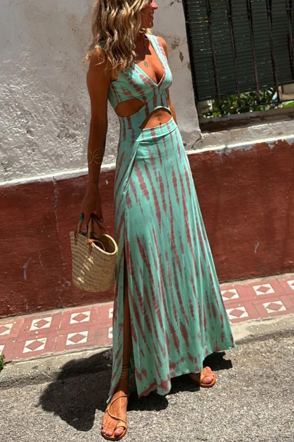 SERENA | LONG DRESS WITH SLIT AND CUT-OUT DETAILS