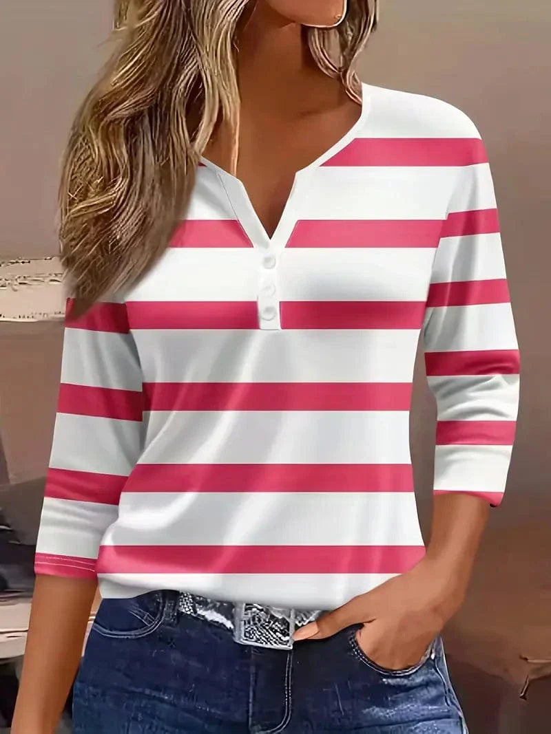 MAE | STRIPED V-NECK TOP