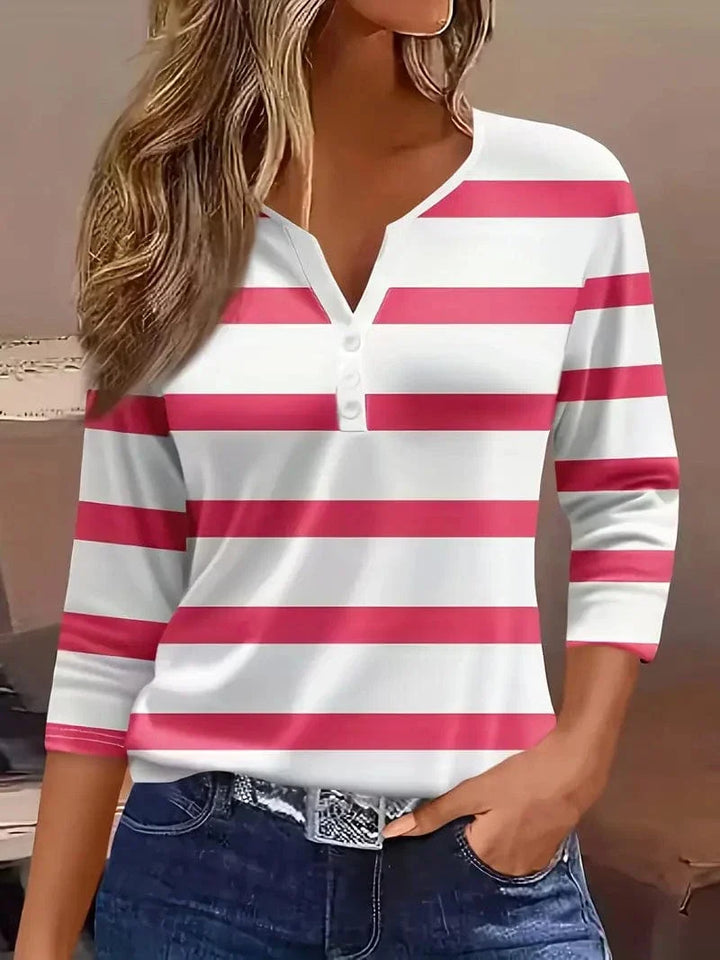 MAE | STRIPED V-NECK TOP