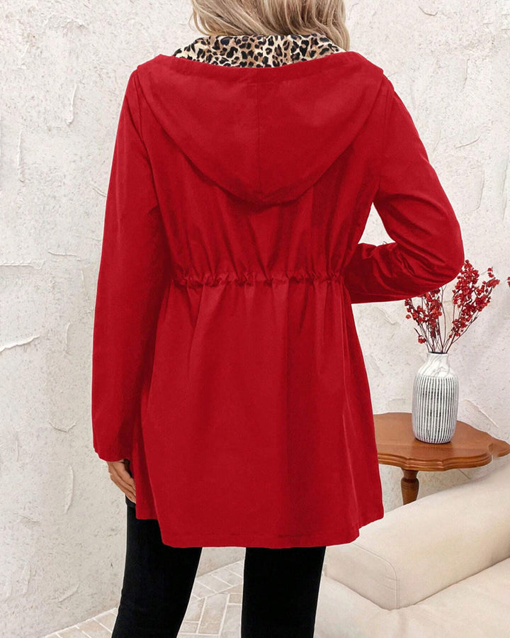 BODINE | REVERSIBLE HOODED COAT WITH LEOPARD PRINT