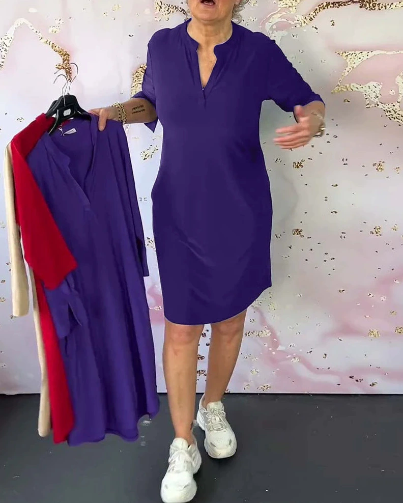 YARA | SIMPLE V-NECK DRESS