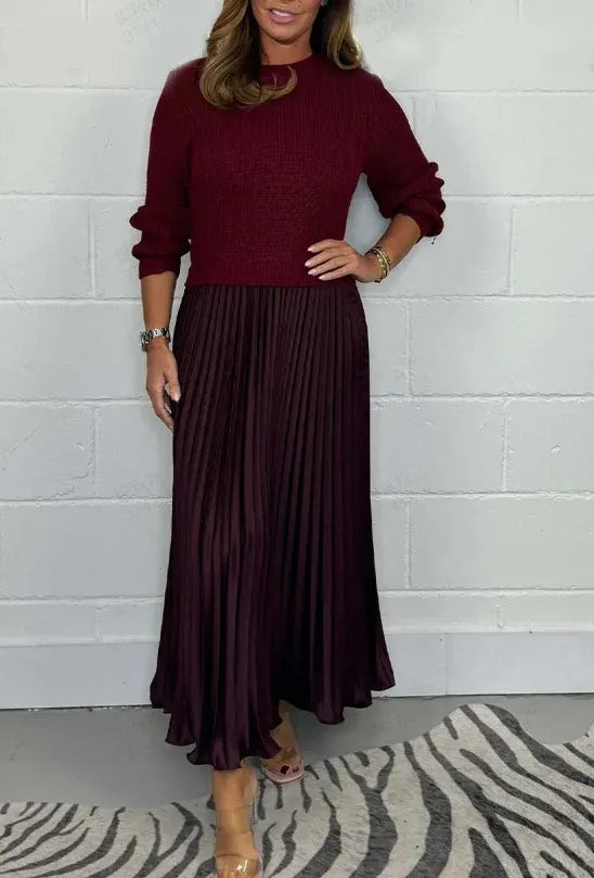 CAMILIA | MAXI DRESS WITH SWEATER AND PLEATED SKIRT