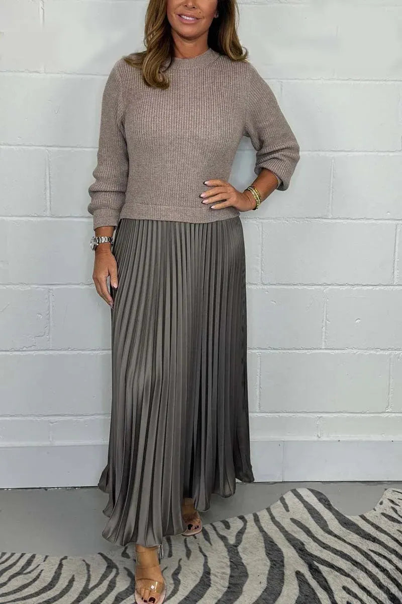 CAMILIA | MAXI DRESS WITH SWEATER AND PLEATED SKIRT