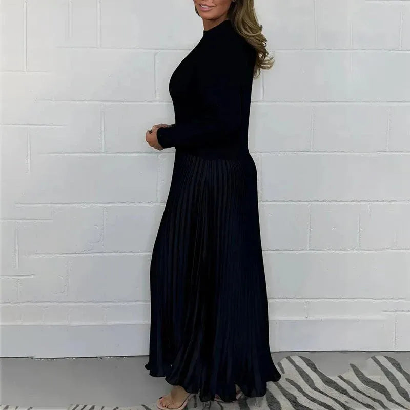 CAMILIA | MAXI DRESS WITH SWEATER AND PLEATED SKIRT